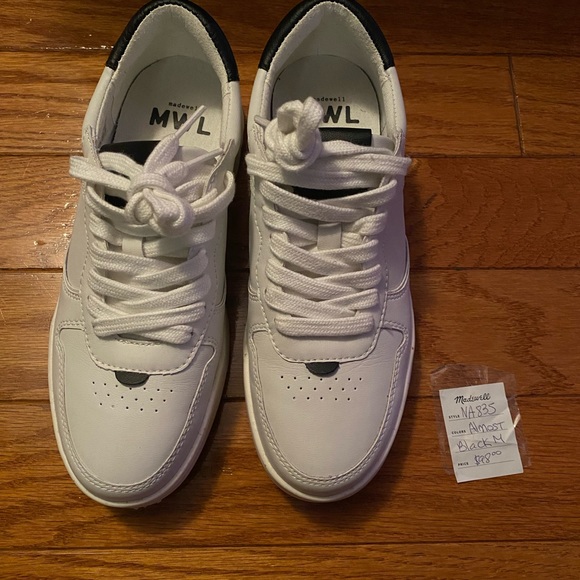 Madewell Shoes - Madewell Court Sneakers in White and Black Leather